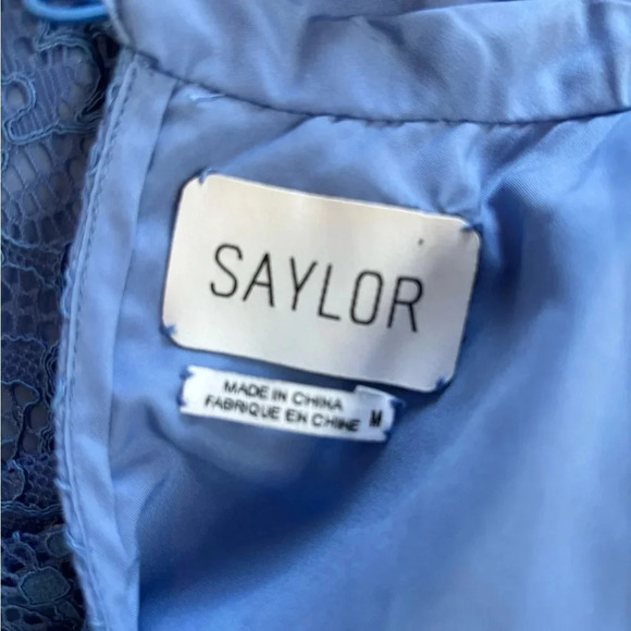 SAYLOR Jayme Lace Mini Long Sleeve Dress In Cornflower Blue Periwinkle Size Sm - Picture 6 of 7